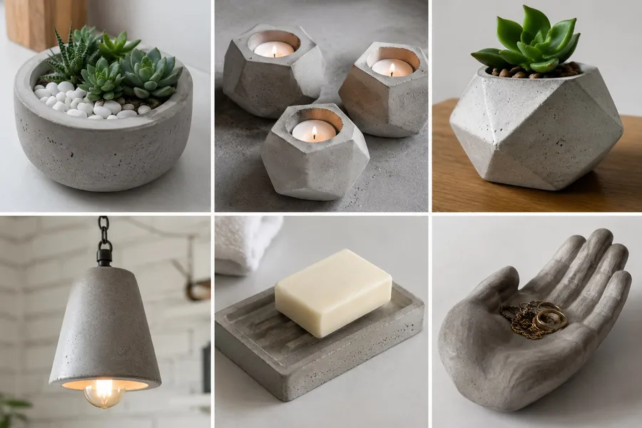 Ejemplos de piezas decorativas de concreto que aprenderás a crear
